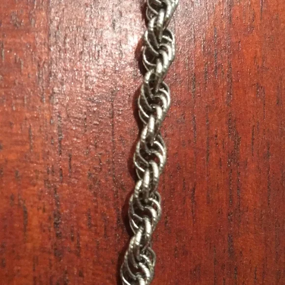 Silver Twisted Rope Necklace with Polished Finish - Picture 9 of 13